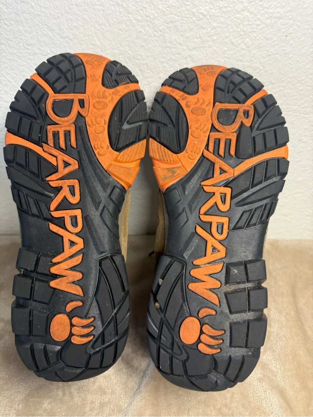 BearPaw Men's Brown and Black Waterproof Hiking Boots with Orange Accents